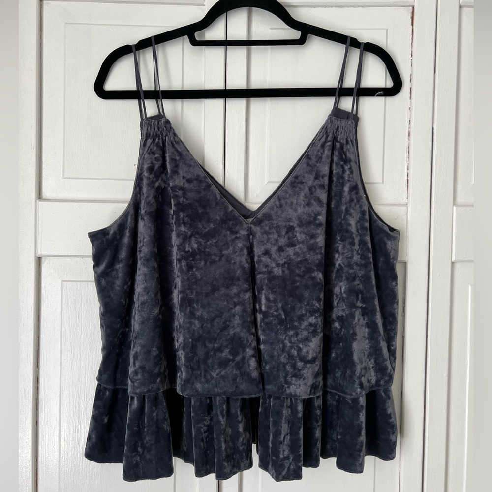 American Eagle Navy Velvet Babydoll V-Neck Tank top, size L